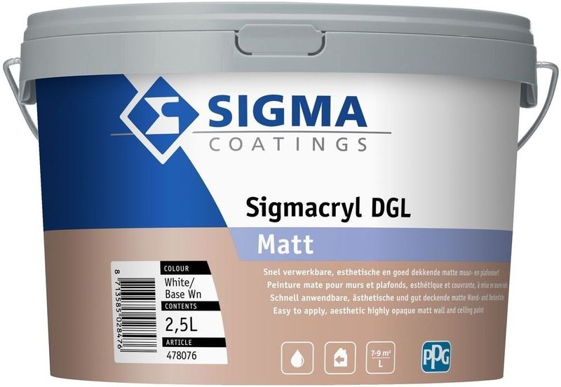 Sigma - Sigmacryl DGL Matt - Verf - Wit - Inhoud 2,5 Liter