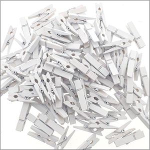 Luxe Mini Wasknijpers - Hout - Mini knijpers - 100 stuks - Houten clips voor foto's - Wasknijper - Wit - 35 mm