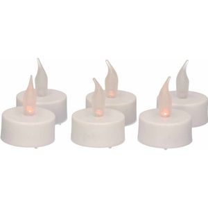 LED theelichtjes/waxinelichtjes/kaarsjes geel vlameffect 6x stuks - kunststof waxinelichtjes