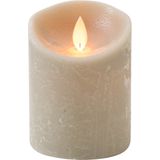 Anna's Collection - LED Rustiek Stompkaars - Taupe - 7,5x10 cm - Wax met Bewegende Vlam