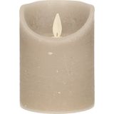 Anna's Collection - LED Rustiek Stompkaars - Taupe - 7,5x10 cm - Wax met Bewegende Vlam