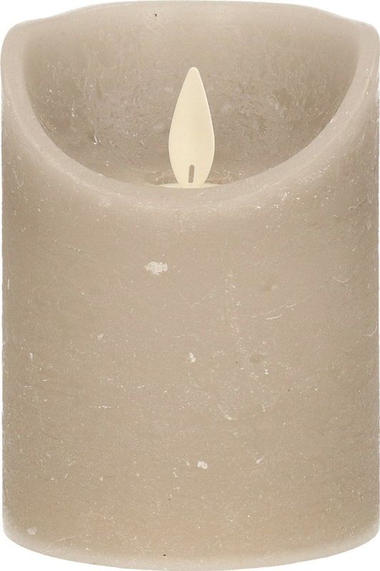 Anna's Collection - LED Rustiek Stompkaars - Taupe - 7,5x10 cm - Wax met Bewegende Vlam