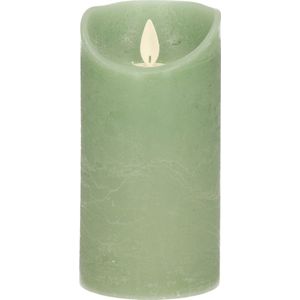 Anna's Collection Led kaars/stompkaars jade groen H15 x D7,5 wax bewegende vlam