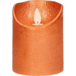 1x Koperen LED kaarsen / stompkaarsen 10 cm - Luxe kaarsen op batterijen met bewegende vlam