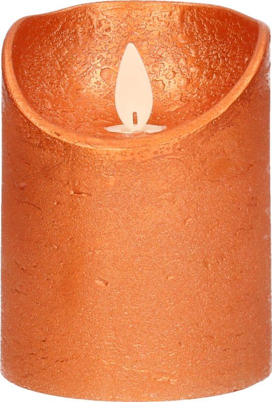 1x Koperen LED kaarsen / stompkaarsen 10 cm - Luxe kaarsen op batterijen met bewegende vlam