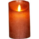 1x Koperen LED kaars / stompkaars 12,5 cm - Luxe kaarsen op batterijen met bewegende vlam