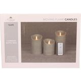 Anna's Collection LED kaarsen/stompkaarsen 3x st taupe afstandsbediening kaarsenset