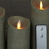 Anna's Collection LED kaarsen/stompkaarsen 3x st taupe afstandsbediening kaarsenset