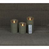 Anna's Collection LED kaarsen/stompkaarsen 3x st taupe afstandsbediening kaarsenset