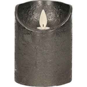 Anna's Collection Stompkaars - LED - gray - H10 cm - bewegende vlam - kaars