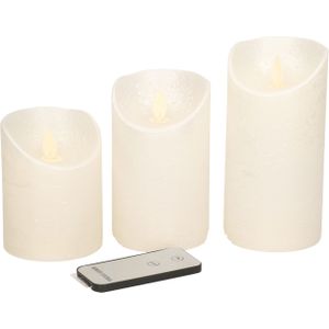 Anna's Collection Stompkaarsen - 3x st - creme/parel wit - LED kaarsen - afstandsbediening