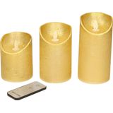 Anna's Collection Stompkaarsen - 3x st - goud - LED kaarsen - afstandsbediening