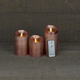 Anna's Collection Stompkaarsen - 3x st - koper - LED kaarsen - afstandsbediening