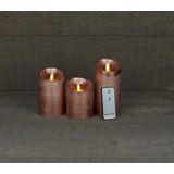 Anna's Collection Stompkaarsen - 3x st - koper - LED kaarsen - afstandsbediening