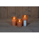 Anna's Collection Stompkaarsen - 3x st - koper - LED kaarsen - afstandsbediening