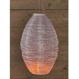 1x stuks luxe solar lampion / lampionnen wit met realistisch vlameffect op zonne-energie 30 x 50 cm - sfeervolle zomer tuinverlichting - buitenlampionnen