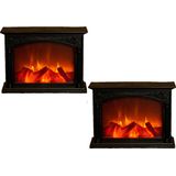 Anna's Collection LED sfeerhaard - zwart - L33 x B12 x H24 cm - open haard - verlichting