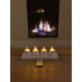 Anna's Collection Oplaadbare LED theelichtjes - 4x -wit - oplaadstation -afstandsbediening