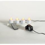 Anna's Collection Oplaadbare LED theelichtjes - 4x -wit - oplaadstation -afstandsbediening