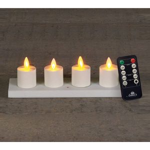 Anna's Collection Oplaadbare LED theelichtjes - 4x -wit - oplaadstation -afstandsbediening