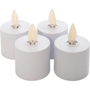 Oplaadbare Waxinelichtjes - Wit - Bewegende Vlam - 4 Stuks