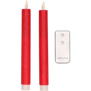 Anna's Collection LED Kaarsen - 2 ST - dinerkaarsen - rood - afstandsbediening - 23 cm