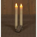 Anna's Collection LED Dinerkaarsen - ivoor - 2 stuks - met afstandsbediening - 23 cm
