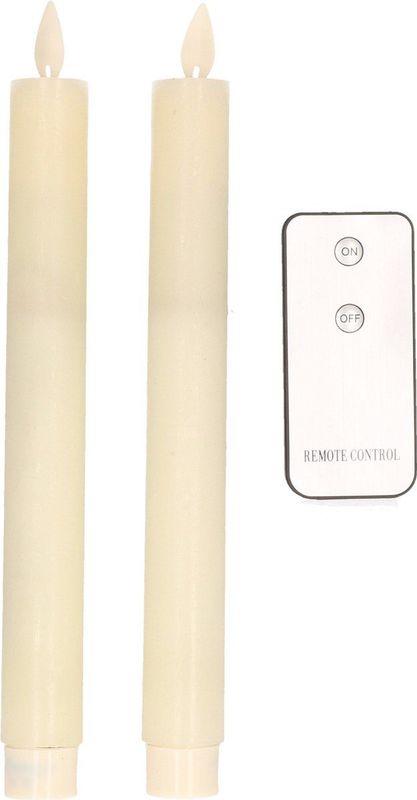 Anna's Collection LED Dinerkaarsen - ivoor - 2 stuks - met afstandsbediening - 23 cm