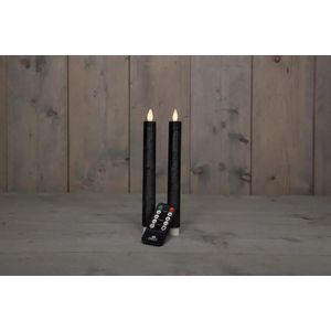 Anna's Collection LED dinerkaarsen - grijs - 2x st - 23 cm