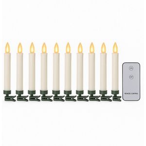 Anna's Collection - Kerstclip Kaars - Wit - LED Lampjes - Warm Wit - D 5 H 14 cm - 10 Stuks