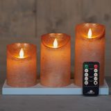 Anna's Collection - Stompkaarsen - Koper - 3x - Met Oplaadstation - LED Kaarsen - Afstandsbediening
