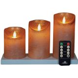 Anna's Collection - Stompkaarsen - Koper - 3x - Met Oplaadstation - LED Kaarsen - Afstandsbediening