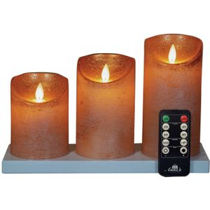 Anna's Collection - Stompkaarsen - Koper - 3x - Met Oplaadstation - LED Kaarsen - Afstandsbediening