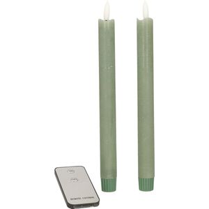 Anna's Collection LED dinerkaarsen - 2x st - jade groen - 23 cm - afstandsbediening - kaarsen