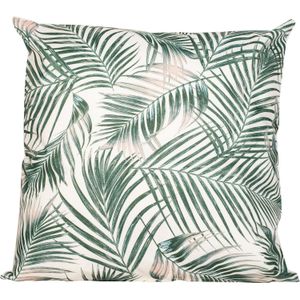 Anna&apos;s collection buitenkussen palm - wit|groen - 60 x 60 cm