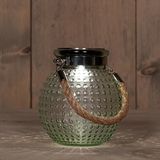 Anna's collection Solar lantaarn glas - groen - bubbel structuur - 10 x 12 cm