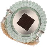 Anna's collection Solar lantaarn glas - groen - bubbel structuur - 10 x 12 cm