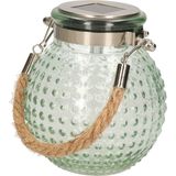 Anna's collection Solar lantaarn glas - groen - bubbel structuur - 10 x 12 cm