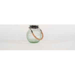 Anna's collection Solar lantaarn glas - groen - bubbel structuur - 10 x 12 cm