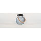 Anna's collection Solar lantaarn glas - grijs - bubbel structuur - 10 x 12 cm