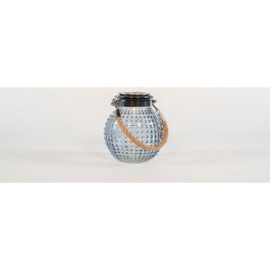 Anna&apos;s collection Solar lantaarn glas - grijs - bubbel - 10 x 12 cm