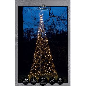Anna's Collection Vlaggenmast kerstboom met ster - verlichting - 480 leds - H320 cm