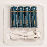 Anna Collection Oplaadbare batterijen - AA penlite - 4x stuks - met USB kabel
