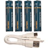 Anna Collection Oplaadbare batterijen - AA penlite - 4x stuks - met USB kabel