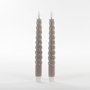 Anna's Collection LED dinerkaarsen swirl taupe grijs 2x st 23