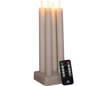 Anna collection set 4st LED wit dinnerkaarsen oplaadstation & afstandsbediening