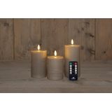 Led - Stompkaarsen - Taupe - Set van 3 - 3D Vlam