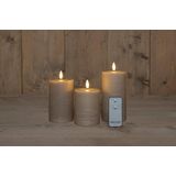 Led - Stompkaarsen - Taupe - Set van 3 - 3D Vlam