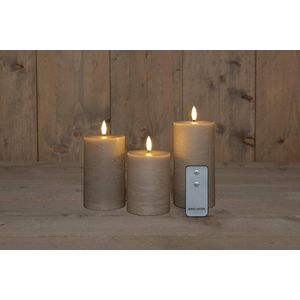 Led - Stompkaarsen - Taupe - Set van 3 - 3D Vlam