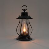 Anna's Collection Solar lantaarn - met vlameffect - 17 x 31 cm - zwart - metaal - tafellamp